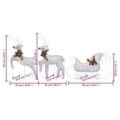 VidaXL Reindeer & Sleigh Christmas Decoration 140 LEDs Outdoor Silver -VIDAXL DECOR SHOP image 10 3100431