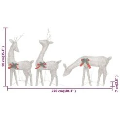 VidaXL Christmas Reindeer Family 270x7x90 Cm Gold Warm White Mesh -VIDAXL DECOR SHOP image 10 328503