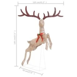 VidaXL Flying Reindeer Christmas Decoration 120 LEDs Gold Warm White -VIDAXL DECOR SHOP image 10 329768