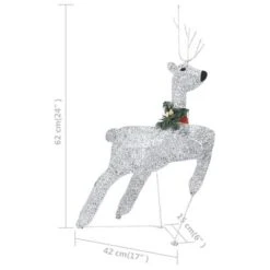VidaXL Reindeer & Sleigh Christmas Decoration 100 LEDs Outdoor Silver -VIDAXL DECOR SHOP image 10 329832