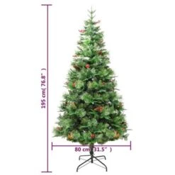 VidaXL Christmas Tree With LEDs&Pine Cones Green 195 Cm PVC&PE -VIDAXL DECOR SHOP image 10 344289