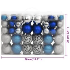 VidaXL Christmas Baubles 100 Pcs Blue And Silver 3 / 4 / 6 Cm -VIDAXL DECOR SHOP image 10 356105