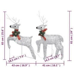 VidaXL Reindeer & Sleigh Christmas Decoration 140 LEDs Outdoor Silver -VIDAXL DECOR SHOP image 11 3100431