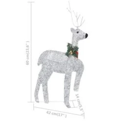VidaXL Reindeer & Sleigh Christmas Decoration 100 LEDs Outdoor Silver -VIDAXL DECOR SHOP image 11 329832