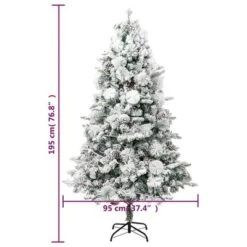 VidaXL Christmas Tree With Flocked Snow&LEDs&Cones 195 Cm PVC&PE -VIDAXL DECOR SHOP image 11 344293