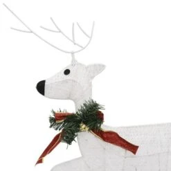 VidaXL Reindeer & Sleigh Christmas Decoration 100 LEDs Outdoor White -VIDAXL DECOR SHOP image 12 3100429
