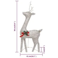 VidaXL Christmas Reindeer Family 270x7x90 Cm Gold Warm White Mesh -VIDAXL DECOR SHOP image 12 328503