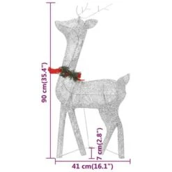 VidaXL Christmas Reindeer Family 270x7x90 Cm Silver Cold White Mesh -VIDAXL DECOR SHOP image 12 342677