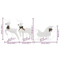 VidaXL Reindeer & Sleigh Christmas Decoration 100 LEDs Outdoor White -VIDAXL DECOR SHOP image 13 3100429