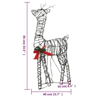 VidaXL Christmas Reindeer Families 2 Pcs 180 LEDs Warm White Rattan 15 VidaXL Christmas Reindeer Families 2 Pcs 180 LEDs Warm White Rattan - Image 13