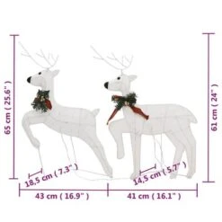 VidaXL Reindeer & Sleigh Christmas Decoration 100 LEDs Outdoor White -VIDAXL DECOR SHOP image 14 3100429