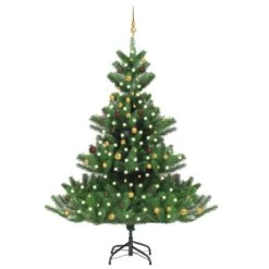 VidaXL Nordmann Fir Artificial Christmas Tree LED&Ball Set Green 240cm -VIDAXL DECOR SHOP image 1 3077562