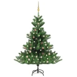 VidaXL Nordmann Fir Artificial Christmas Tree LED&Ball Set Green 120cm