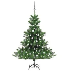 VidaXL Nordmann Fir Artificial Christmas Tree LED&Ball Set Green 120cm