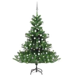 VidaXL Nordmann Fir Artificial Christmas Tree LED&Ball Set Green 150cm -VIDAXL DECOR SHOP image 1 3077731
