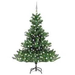 VidaXL Nordmann Fir Artificial Christmas Tree LED&Ball Set Green 210cm -VIDAXL DECOR SHOP image 1 3077733
