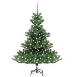 VidaXL Nordmann Fir Artificial Christmas Tree LED&Ball Set Green 240cm