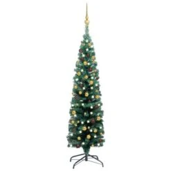 VidaXL Slim Artificial Christmas Tree With LEDs&Ball Set Green 120cm