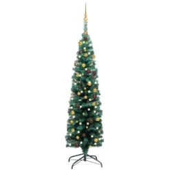 VidaXL Slim Artificial Christmas Tree With LEDs&Ball Set Green 150 Cm 36 VidaXL Slim Artificial Christmas Tree With LEDs&Ball Set Green 150 Cm -VIDAXL DECOR SHOP image 1 3077803