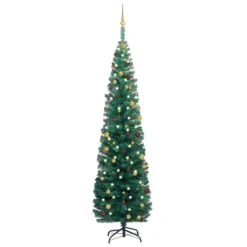 VidaXL Slim Artificial Christmas Tree With LEDs&Ball Set Green 240 Cm 30 VidaXL Slim Artificial Christmas Tree With LEDs&Ball Set Green 240 Cm -VIDAXL DECOR SHOP image 1 3077806