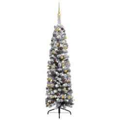 VidaXL Slim Christmas Tree With LEDs&Ball Set Green 120 Cm PVC -VIDAXL DECOR SHOP image 1 3077807 2