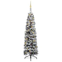 VidaXL Slim Artificial Christmas Tree With LEDs&Ball Set Green 210 Cm