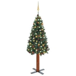 VidaXL Slim Christmas Tree With LEDs&Ball Set Green 150 Cm PVC 36 VidaXL Slim Christmas Tree With LEDs&Ball Set Green 150 Cm PVC -VIDAXL DECOR SHOP image 1 3077812 2