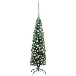 VidaXL Slim Artificial Christmas Tree With LEDs&Ball Set Green 120cm 36 VidaXL Slim Artificial Christmas Tree With LEDs&Ball Set Green 120cm -VIDAXL DECOR SHOP image 1 3077850 3
