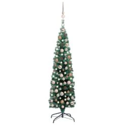 VidaXL Slim Artificial Christmas Tree With LEDs&Ball Set Green 150 Cm 38 VidaXL Slim Artificial Christmas Tree With LEDs&Ball Set Green 150 Cm -VIDAXL DECOR SHOP image 1 3077851