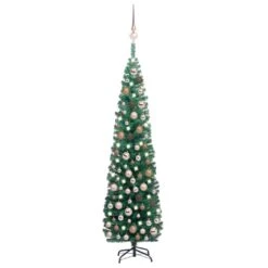 VidaXL Slim Artificial Christmas Tree With LEDs&Ball Set Green 180 Cm 34 VidaXL Slim Artificial Christmas Tree With LEDs&Ball Set Green 180 Cm -VIDAXL DECOR SHOP image 1 3077852