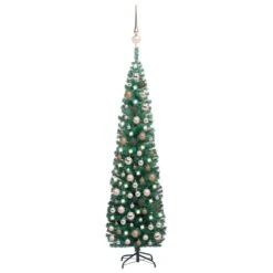 VidaXL Slim Artificial Christmas Tree With LEDs&Ball Set Green 210 Cm 36 VidaXL Slim Artificial Christmas Tree With LEDs&Ball Set Green 210 Cm -VIDAXL DECOR SHOP image 1 3077853