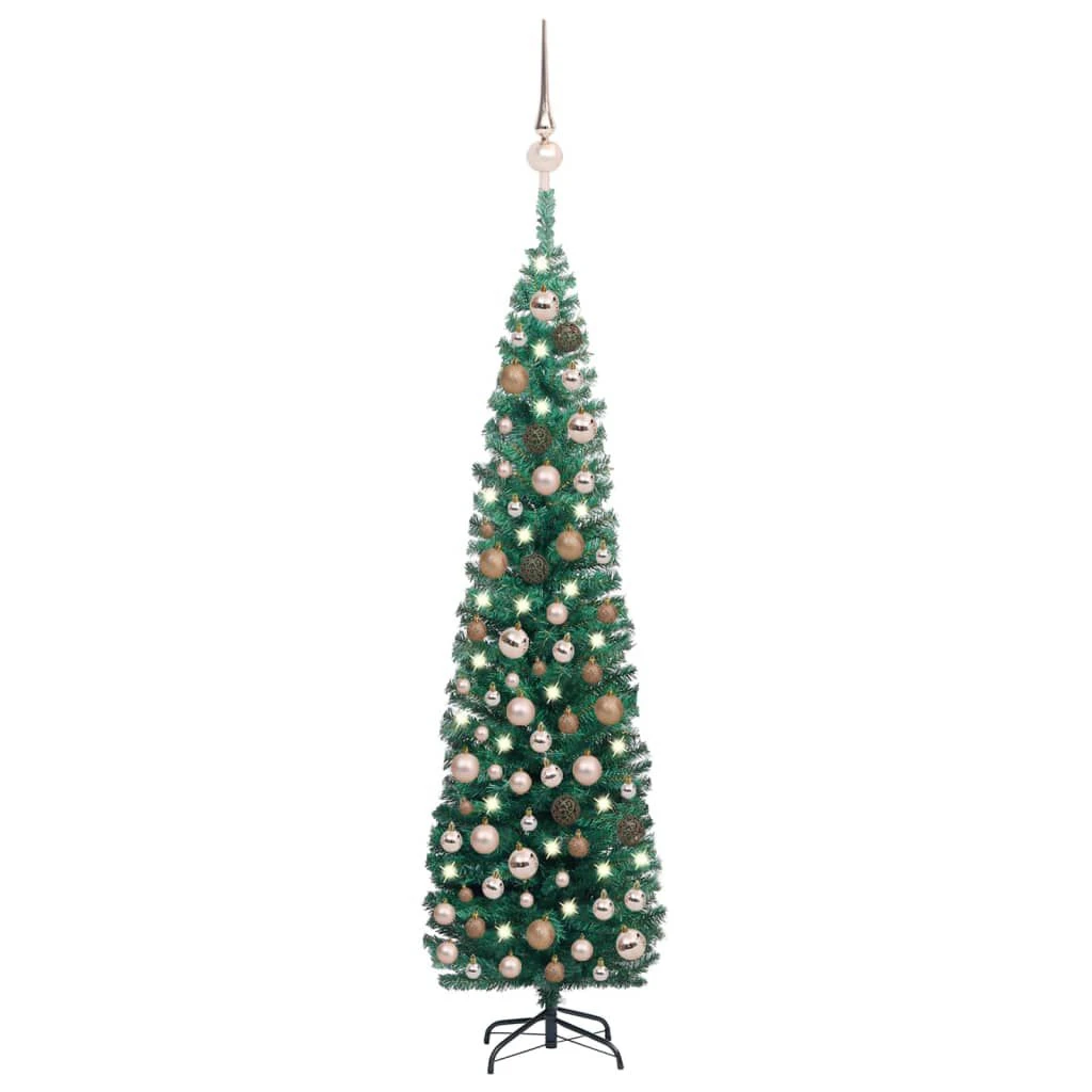 VidaXL Slim Artificial Christmas Tree With LEDs&Ball Set Green 210 Cm 18 VidaXL Slim Artificial Christmas Tree With LEDs&Ball Set Green 210 Cm - Image 16