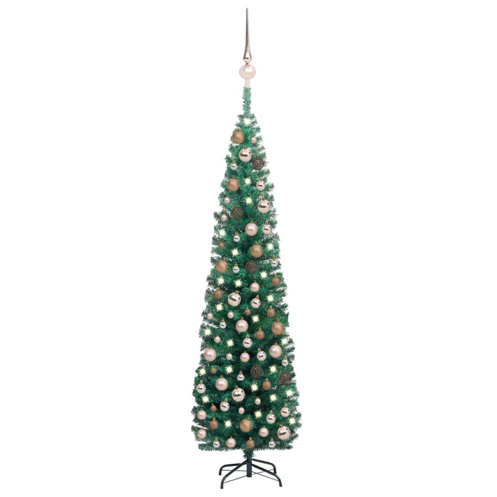 VidaXL Slim Artificial Christmas Tree With LEDs&Ball Set Green 240 Cm 19 VidaXL Slim Artificial Christmas Tree With LEDs&Ball Set Green 240 Cm - Image 17