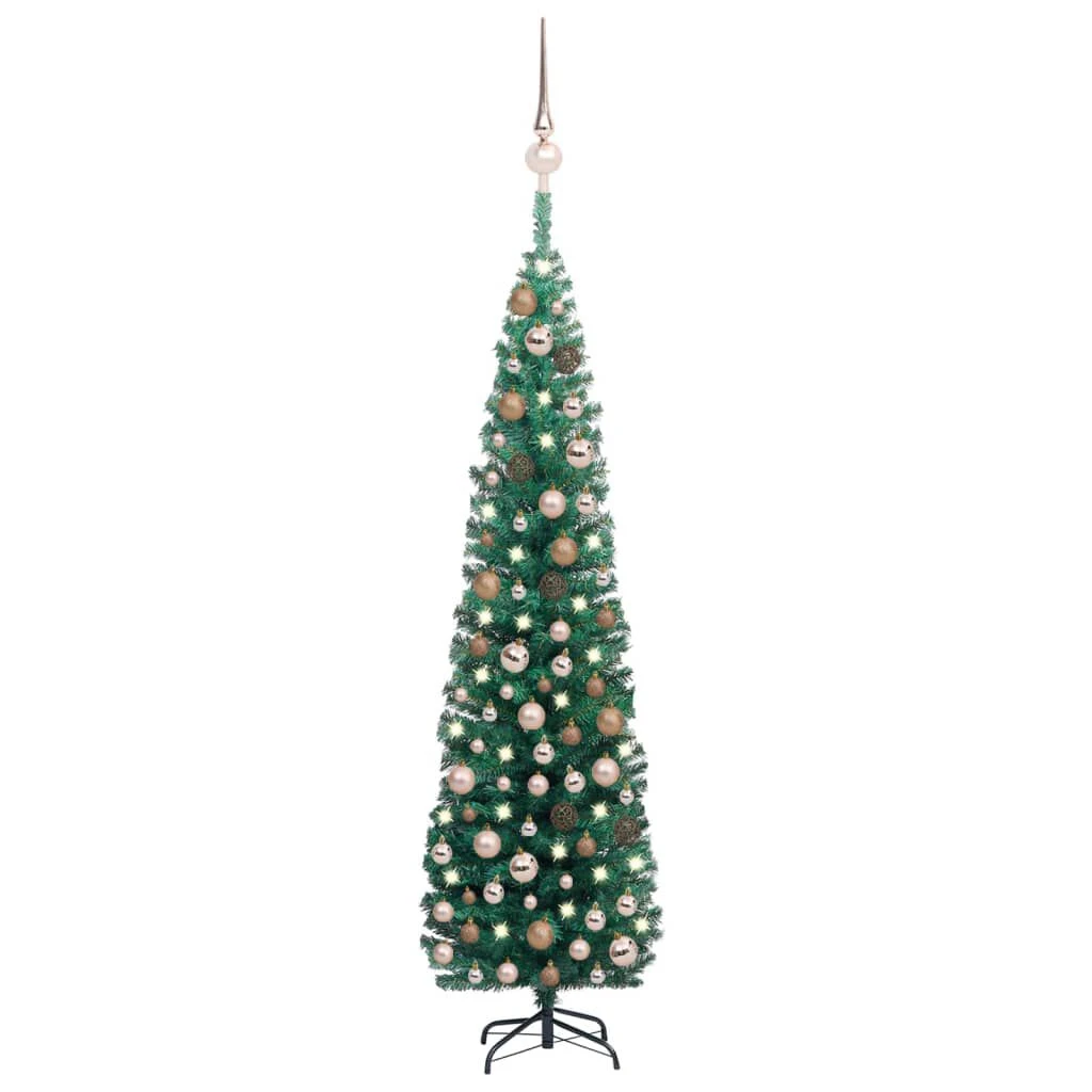 VidaXL Slim Artificial Christmas Tree With LEDs&Ball Set Green 240 Cm 16 VidaXL Slim Artificial Christmas Tree With LEDs&Ball Set Green 240 Cm - Image 14