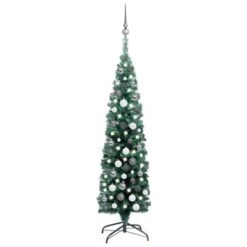 VidaXL Slim Artificial Christmas Tree With LEDs&Ball Set Green 120cm