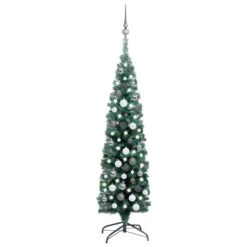 VidaXL Slim Artificial Christmas Tree With LEDs&Ball Set Green 120cm 38 VidaXL Slim Artificial Christmas Tree With LEDs&Ball Set Green 120cm -VIDAXL DECOR SHOP image 1 3077898 4