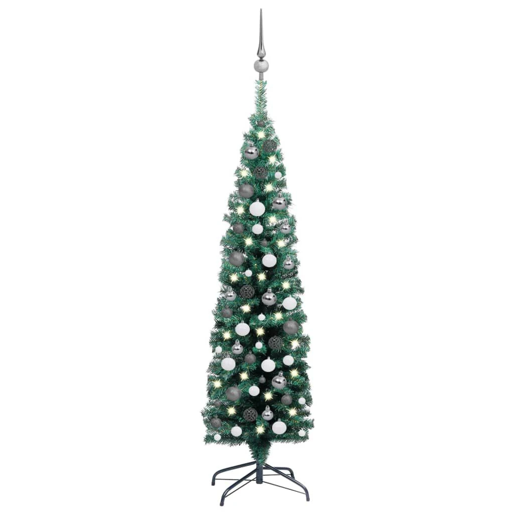 VidaXL Slim Artificial Christmas Tree With LEDs&Ball Set Green 150 Cm 21 VidaXL Slim Artificial Christmas Tree With LEDs&Ball Set Green 150 Cm - Image 19
