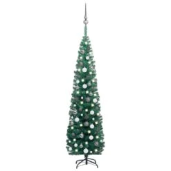 VidaXL Slim Artificial Christmas Tree With LEDs&Ball Set Green 180 Cm 36 VidaXL Slim Artificial Christmas Tree With LEDs&Ball Set Green 180 Cm -VIDAXL DECOR SHOP image 1 3077900