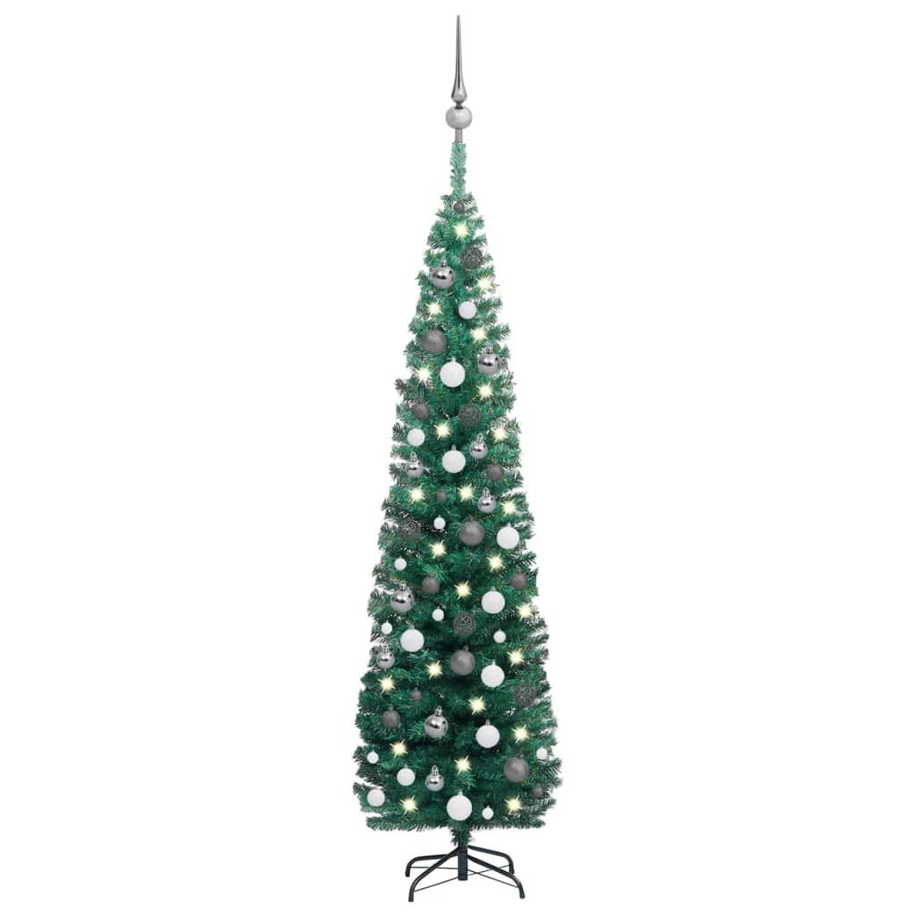 VidaXL Slim Artificial Christmas Tree With LEDs&Ball Set Green 180 Cm 19 VidaXL Slim Artificial Christmas Tree With LEDs&Ball Set Green 180 Cm - Image 17