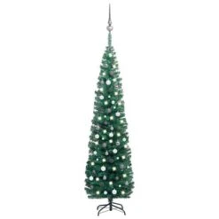 VidaXL Slim Artificial Christmas Tree With LEDs&Ball Set Green 240 Cm