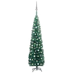 VidaXL Slim Artificial Christmas Tree With LEDs&Ball Set Green 240 Cm 34 VidaXL Slim Artificial Christmas Tree With LEDs&Ball Set Green 240 Cm -VIDAXL DECOR SHOP image 1 3077902