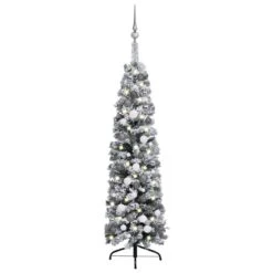 VidaXL Slim Christmas Tree With LEDs&Ball Set&Flocked Snow Green 120cm -VIDAXL DECOR SHOP image 1 3077903 1