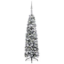 VidaXL Slim Artificial Christmas Tree With LEDs&Ball Set Green 150 Cm