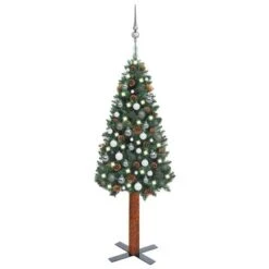 VidaXL Slim Christmas Tree With LEDs&Ball Set Green 150 Cm PVC