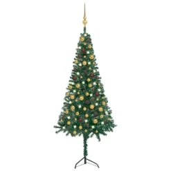 VidaXL Corner Artificial Christmas Tree LEDs&Ball Set Green 150 Cm PVC -VIDAXL DECOR SHOP image 1 3077943 1
