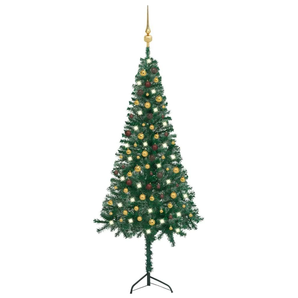 VidaXL Corner Artificial Christmas Tree LEDs&Ball Set Green 240 Cm PVC 16 VidaXL Corner Artificial Christmas Tree LEDs&Ball Set Green 240 Cm PVC - Image 14