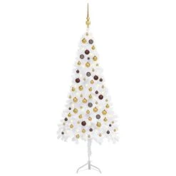 VidaXL Corner Artificial Christmas Tree LEDs&Ball Set White 150 Cm PVC