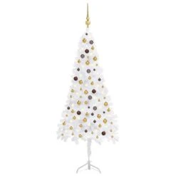 VidaXL Corner Artificial Christmas Tree LEDs&Ball Set White 210 Cm PVC