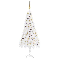 VidaXL Corner Artificial Christmas Tree LEDs&Ball Set White 240 Cm PVC -VIDAXL DECOR SHOP image 1 3077951