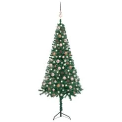 VidaXL Corner Artificial Christmas Tree LEDs&Ball Set Green 150 Cm PVC -VIDAXL DECOR SHOP image 1 3077953